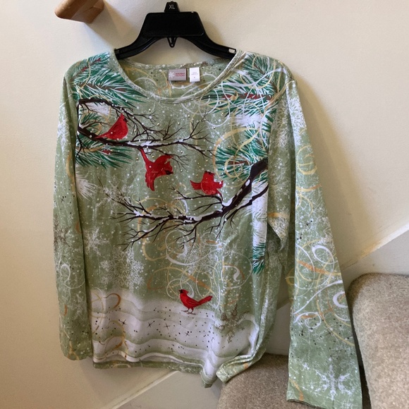 size XL, bust is up to 44” inches, four cardinals pretty shirt, new condition - Picture 6 of 9